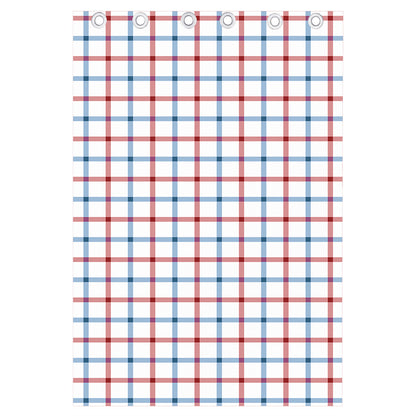Red And Blue Tattersall Pattern Print Curtain