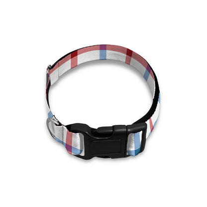 Red And Blue Tattersall Pattern Print Dog Collar