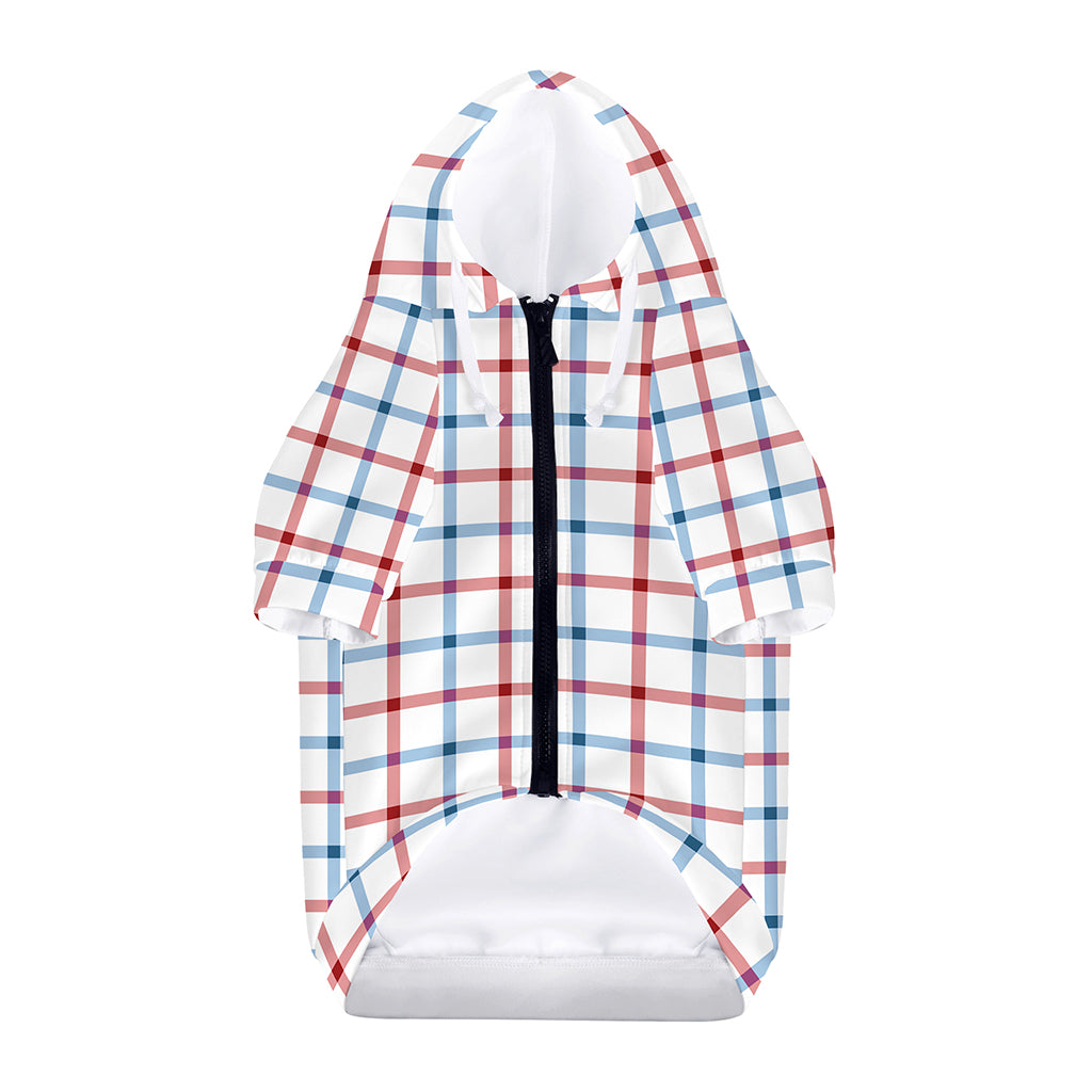 Red And Blue Tattersall Pattern Print Dog Zip Up Hoodie