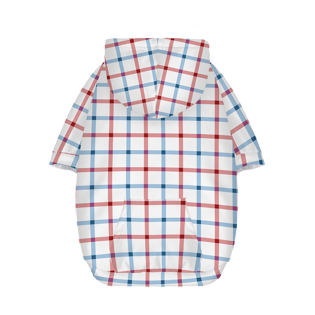 Red And Blue Tattersall Pattern Print Dog Zip Up Hoodie