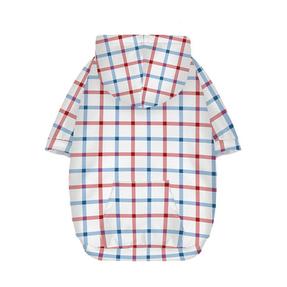 Red And Blue Tattersall Pattern Print Dog Zip Up Hoodie