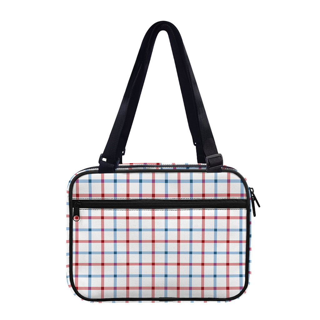 Red And Blue Tattersall Pattern Print Double Strap Bible Bag