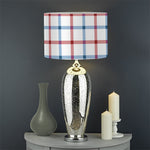 Red And Blue Tattersall Pattern Print Drum Lamp Shade