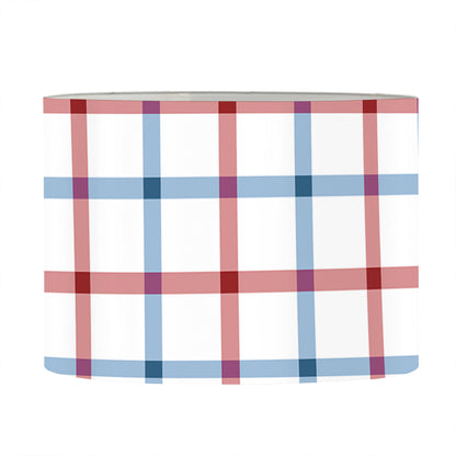 Red And Blue Tattersall Pattern Print Drum Lamp Shade