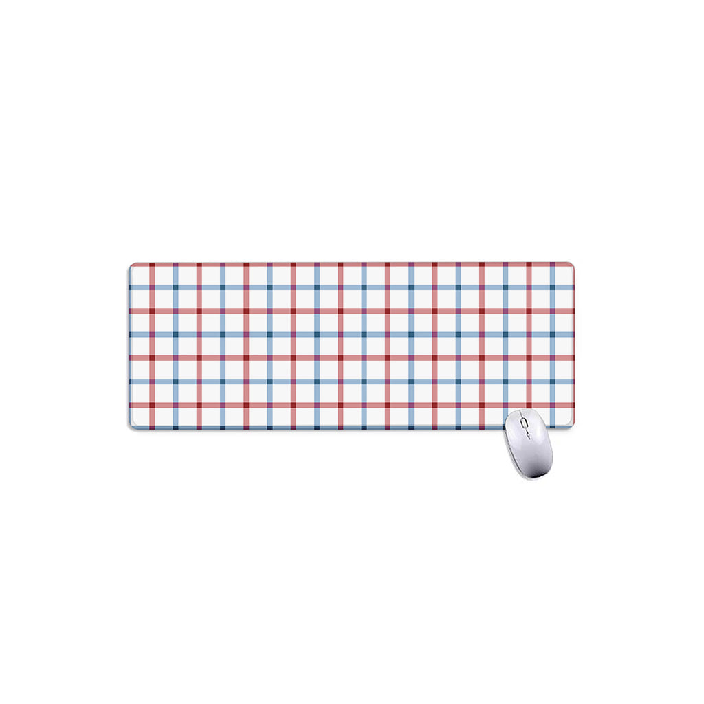 Red And Blue Tattersall Pattern Print Extended Mouse Pad