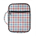 Red And Blue Tattersall Pattern Print Front Pocket Bible Bag