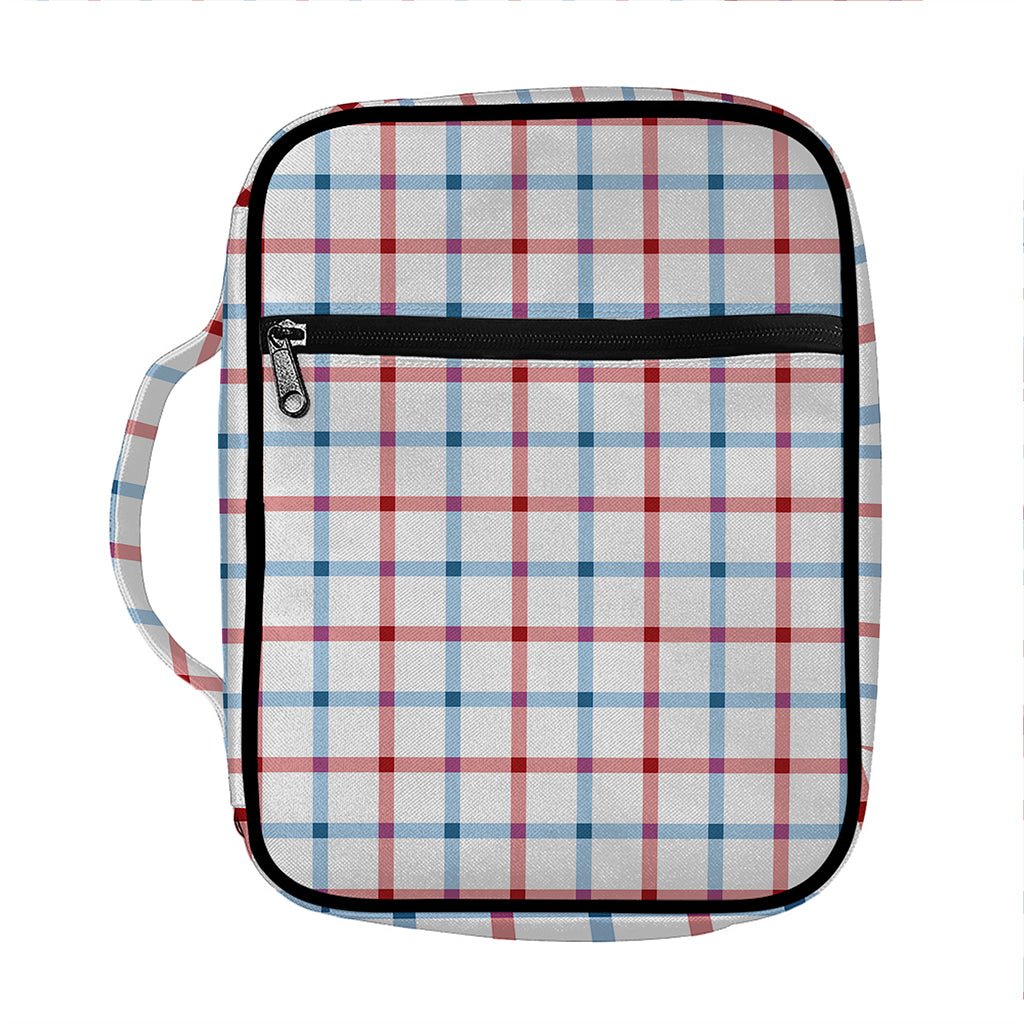 Red And Blue Tattersall Pattern Print Front Pocket Bible Bag