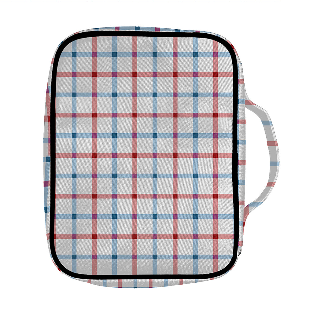 Red And Blue Tattersall Pattern Print Front Pocket Bible Bag