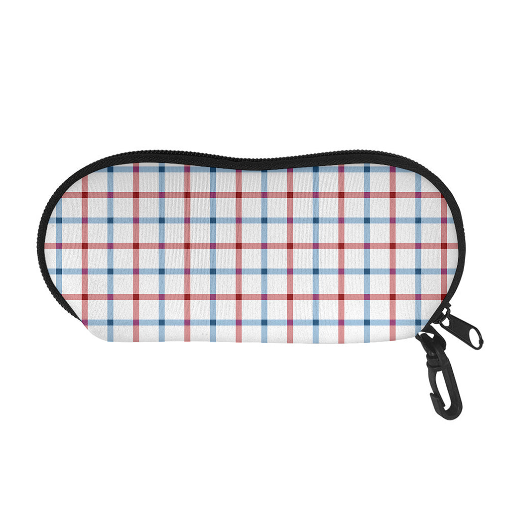 Red And Blue Tattersall Pattern Print Glasses Case