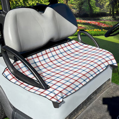 Red And Blue Tattersall Pattern Print Golf Cart Seat Cover