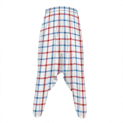 Red And Blue Tattersall Pattern Print Hammer Pants