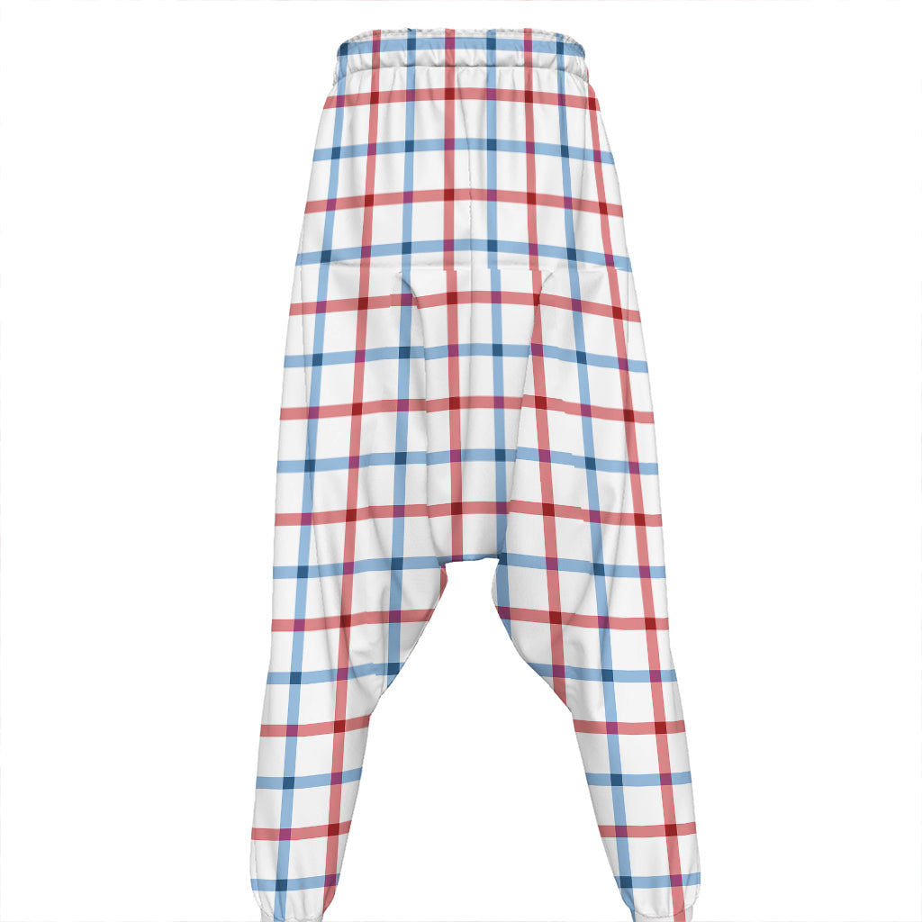 Red And Blue Tattersall Pattern Print Hammer Pants