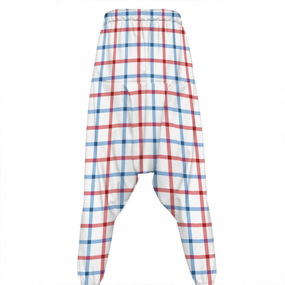 Red And Blue Tattersall Pattern Print Hammer Pants