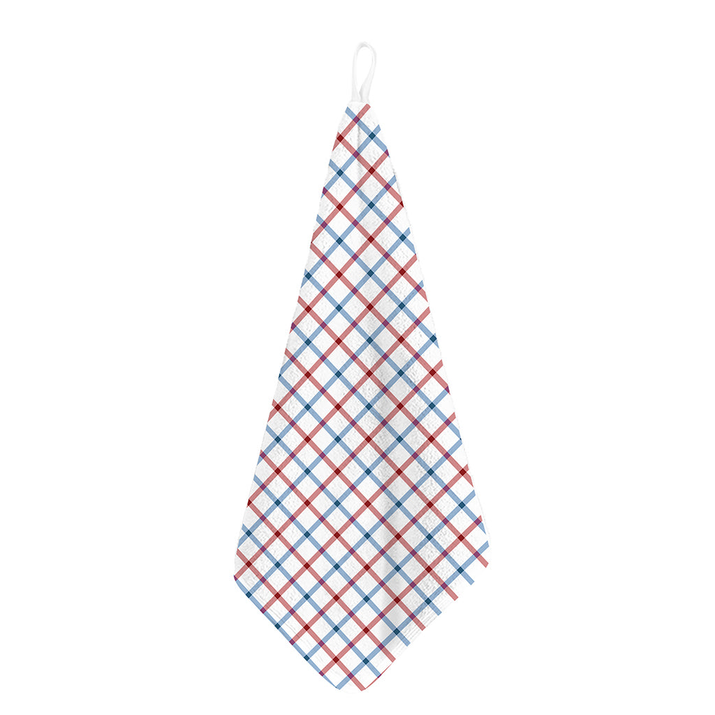 Red And Blue Tattersall Pattern Print Hand Towel