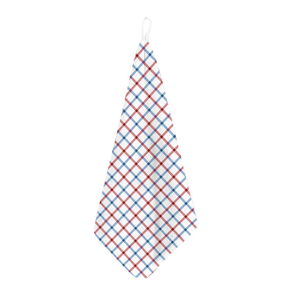Red And Blue Tattersall Pattern Print Hand Towel