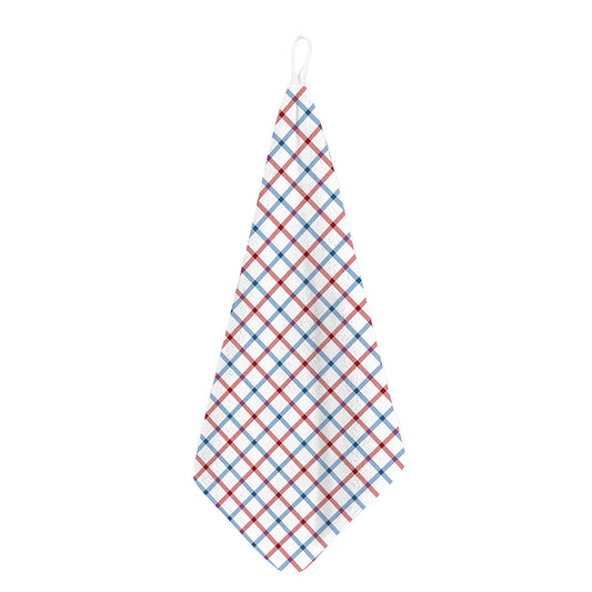 Red And Blue Tattersall Pattern Print Hand Towel