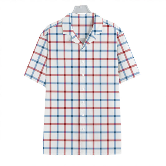 Red And Blue Tattersall Pattern Print Hawaiian Shirt