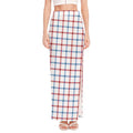 Red And Blue Tattersall Pattern Print High Slit Maxi Skirt