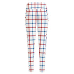Red And Blue Tattersall Pattern Print High-Waisted Pocket Leggings