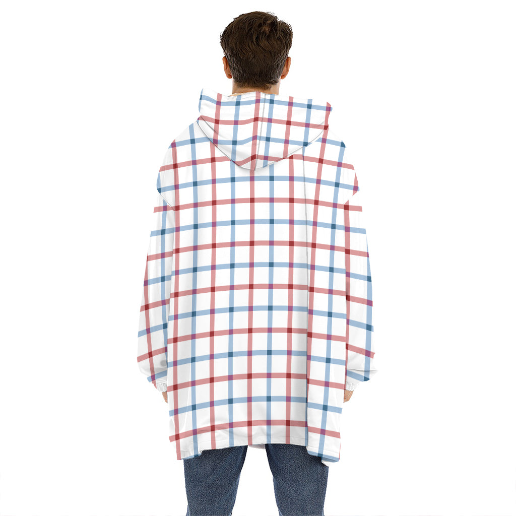 Red And Blue Tattersall Pattern Print Hoodie Blanket