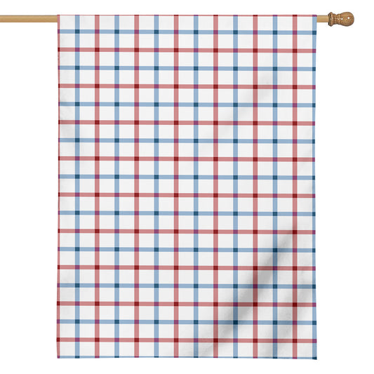 Red And Blue Tattersall Pattern Print House Flag