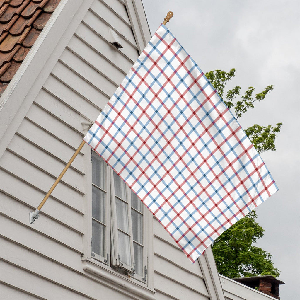 Red And Blue Tattersall Pattern Print House Flag