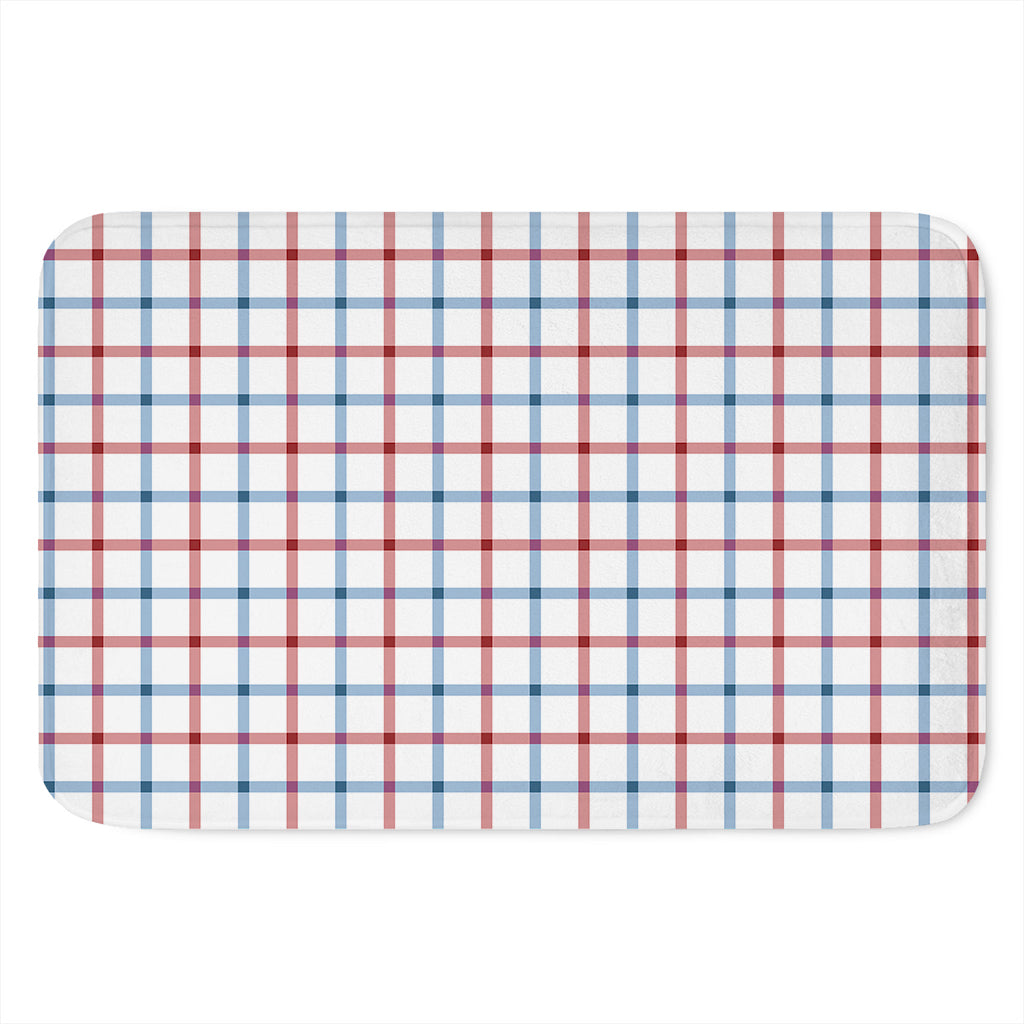 Red And Blue Tattersall Pattern Print Indoor Door Mat