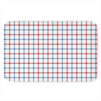 Red And Blue Tattersall Pattern Print Indoor Door Mat