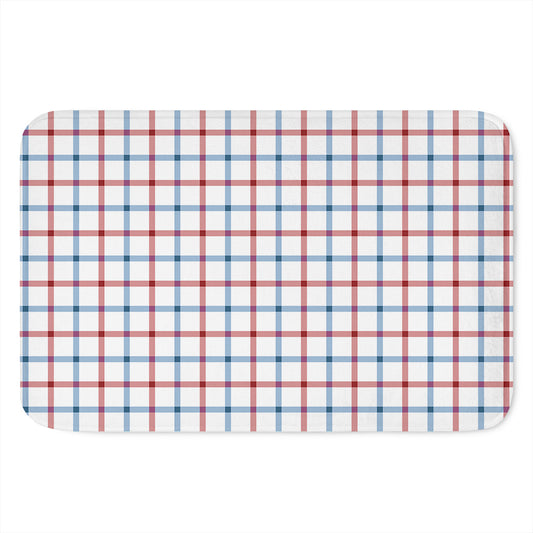 Red And Blue Tattersall Pattern Print Indoor Door Mat