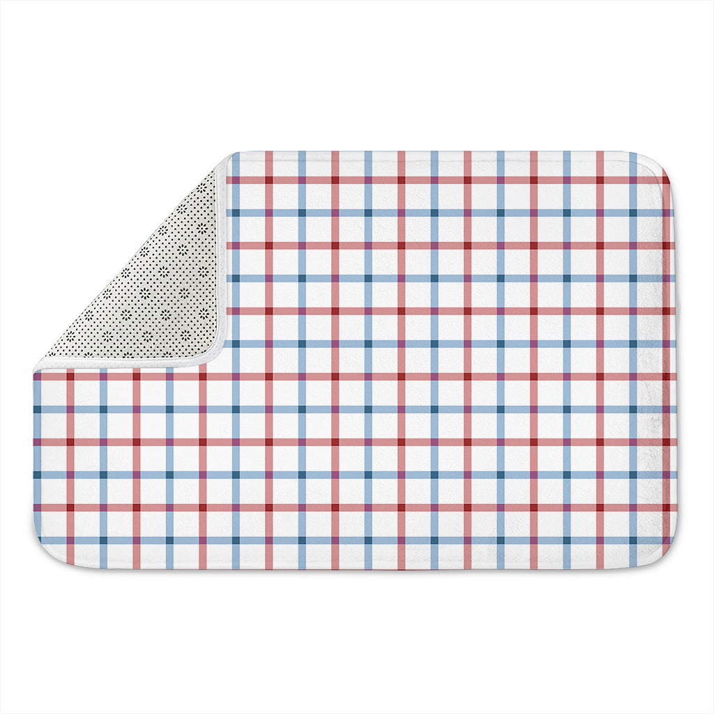 Red And Blue Tattersall Pattern Print Indoor Door Mat