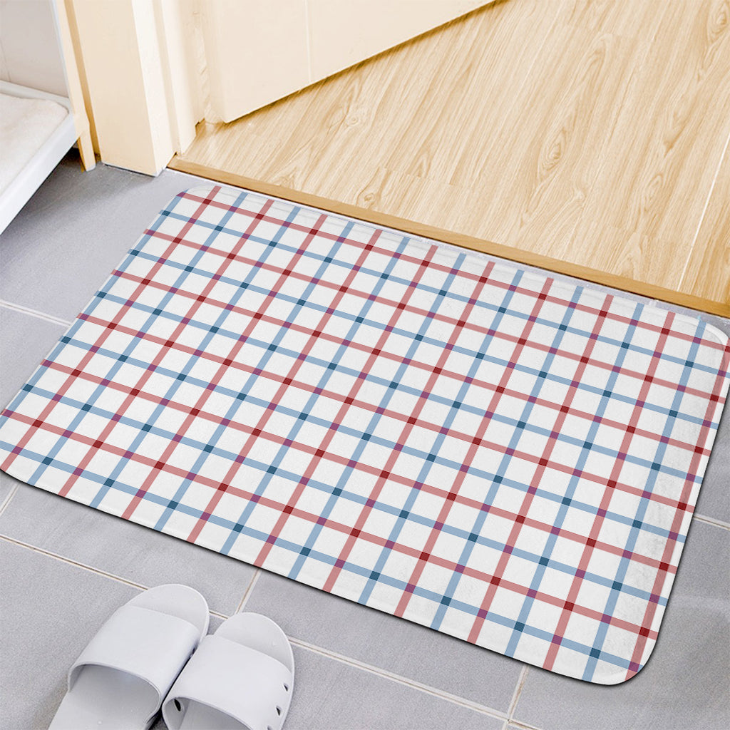 Red And Blue Tattersall Pattern Print Indoor Door Mat