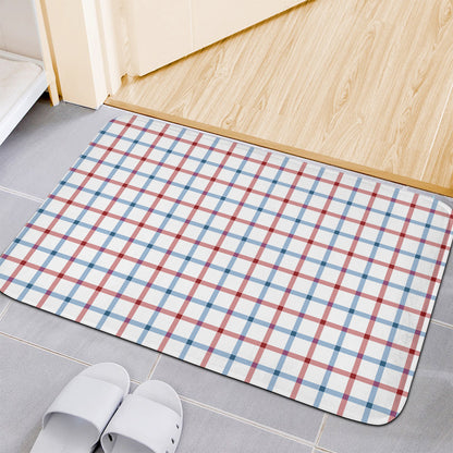 Red And Blue Tattersall Pattern Print Indoor Door Mat