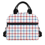 Red And Blue Tattersall Pattern Print Insulated Lunch Bag