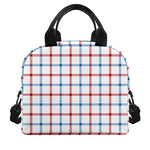 Red And Blue Tattersall Pattern Print Insulated Lunch Bag