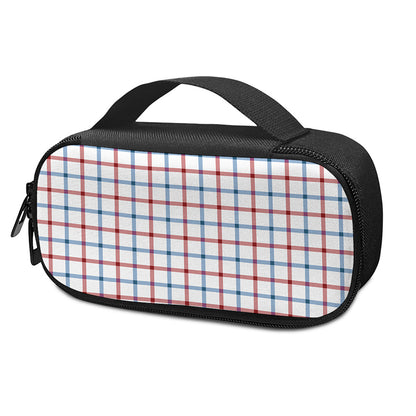 Red And Blue Tattersall Pattern Print Insulin Cooler Travel Case