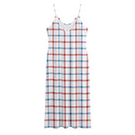Red And Blue Tattersall Pattern Print Jersey Midi Cami Dress