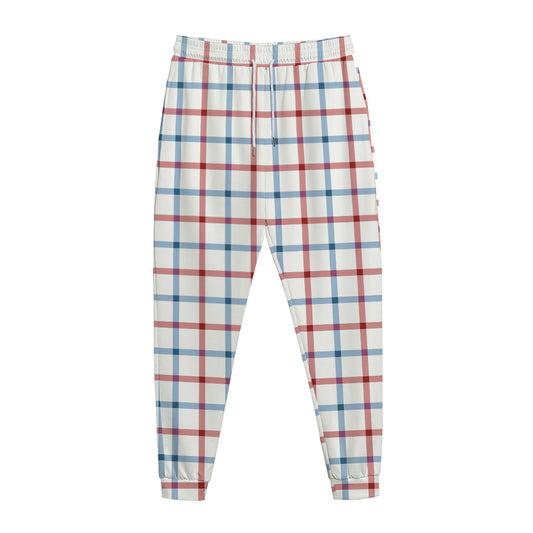 Red And Blue Tattersall Pattern Print Jogger Pants