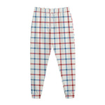 Red And Blue Tattersall Pattern Print Jogger Pants