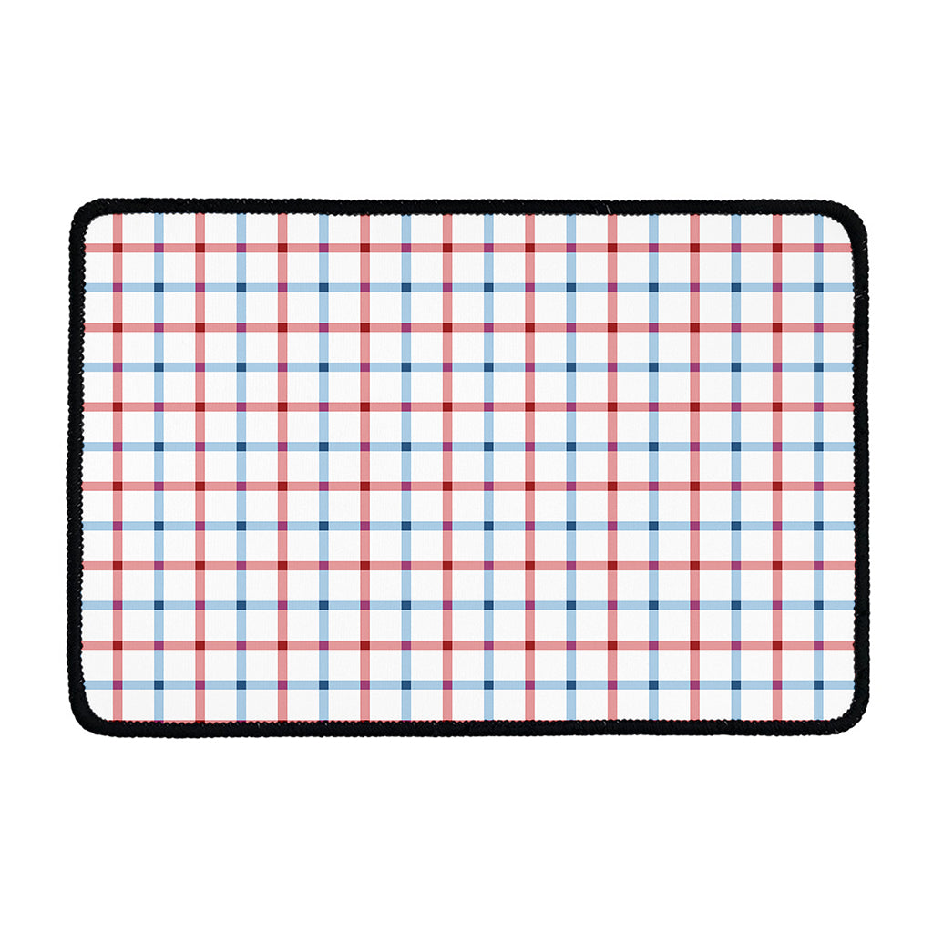 Red And Blue Tattersall Pattern Print Kitchen Mat