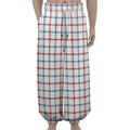 Red And Blue Tattersall Pattern Print Lantern Pants