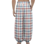 Red And Blue Tattersall Pattern Print Lantern Pants