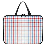 Red And Blue Tattersall Pattern Print Laptop Sleeve With Handle