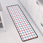 Red And Blue Tattersall Pattern Print Long Kitchen Mat