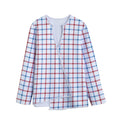 Red And Blue Tattersall Pattern Print Long Sleeve Short Coat
