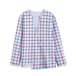 Red And Blue Tattersall Pattern Print Long Sleeve Short Coat