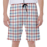 Red And Blue Tattersall Pattern Print Men's Beach Shorts
