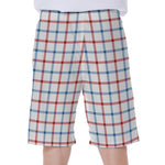 Red And Blue Tattersall Pattern Print Men's Beach Shorts