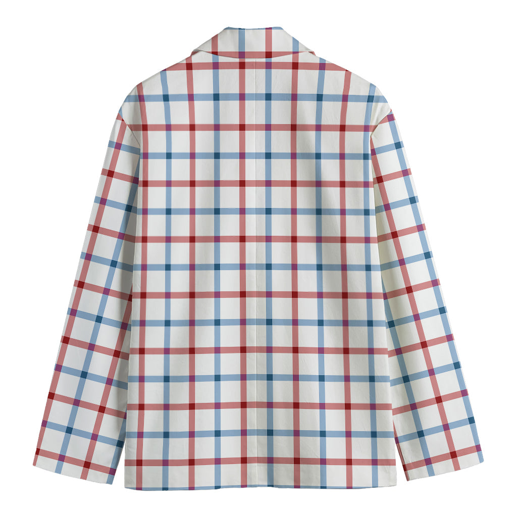 Red And Blue Tattersall Pattern Print Men's Blazer