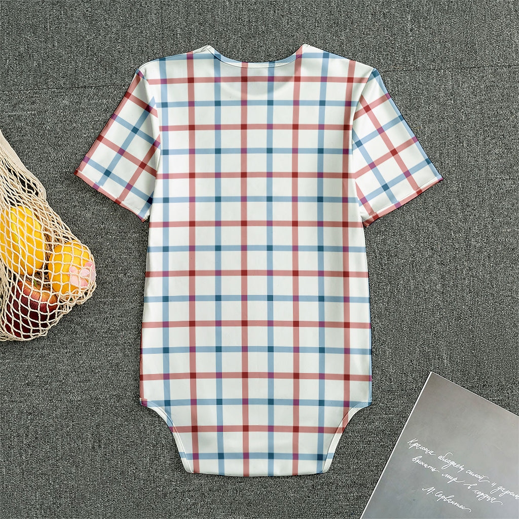 Red And Blue Tattersall Pattern Print Men's Bodysuit