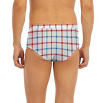 Red And Blue Tattersall Pattern Print Men's Briefs